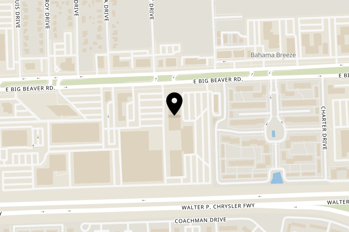Map showing the location of Manhattan Deli And Grill Pentacentre on 300 E Big Beaver Rd Ste 150 Building A in Troy